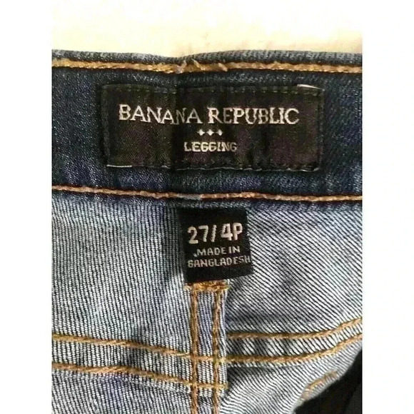 Banana Republic Factory Blue Jean Leggings 27/4P Distressed Skinny Leg Dark Wash - Picture 4 of 5